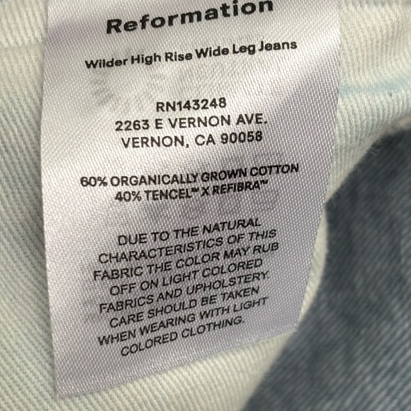 Reformation “WILDER” High Rise Wide Leg cotton distressed jeans size 27 ✨ - Picture 6 of 7